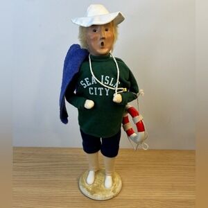 Byers Choice Caroler Lifeguard Sea Island City Beach Towel Life Ring Figurine